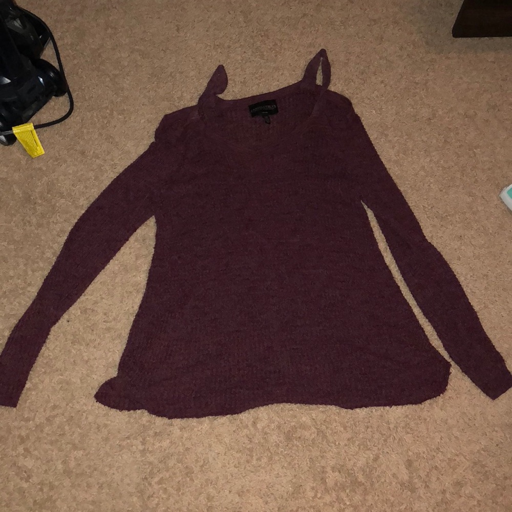 Dark red off the shoulder sweater